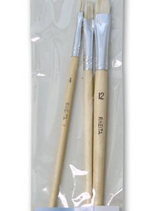 Rheita Borstenpinsel-Set 3-teilig Größen 4-8-12, natur, flache Form aus Naturhaar in Klarsichtetui