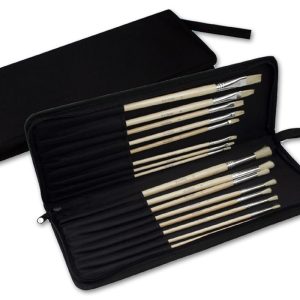 Rheita Pinsel-Reiseset, je 8 runde und flache Pinsel in 1-2-3-4-5-6-7-10, natur