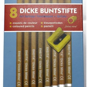 Rheita 8 Jumbo-Buntstifte, naturbelassen mit Einfachspitzer