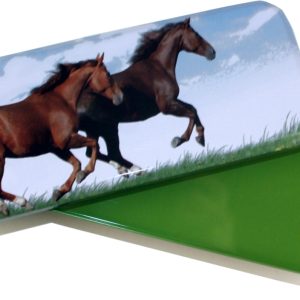 Rheita Stiftetui aus Metall, Design "Pferde"