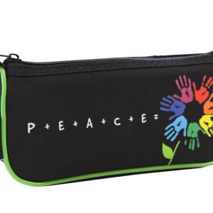 Rheita Schlamperrolle oval, schwarz, Motive "Peace", abwaschbares Material