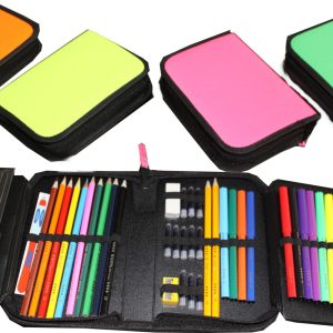 Rheita Schüleretui, 50-teilig, neon-farben, farblich sortiert, abwaschbares Material