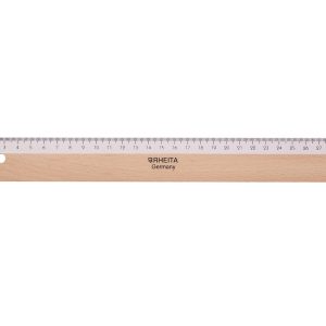 Rheita Holzlineal, naturbelassen mit weißer Facette, 30 cm, mit Tuschekante