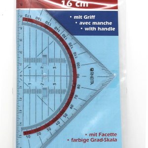 Rheita Geodreieck aus Kunststoff mit Griff, transparent, 16 cm,