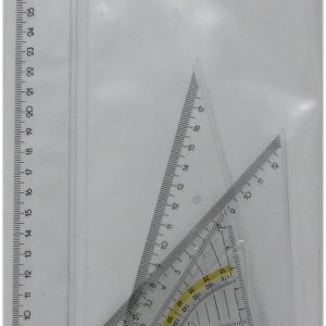 Rheita Zeichenset 4tlg, transparent, bestehend aus Lineal: 30 cm, rechter Winkel: 30/60°,rechter Winkel: 45°,Geodreieck: 16 cm